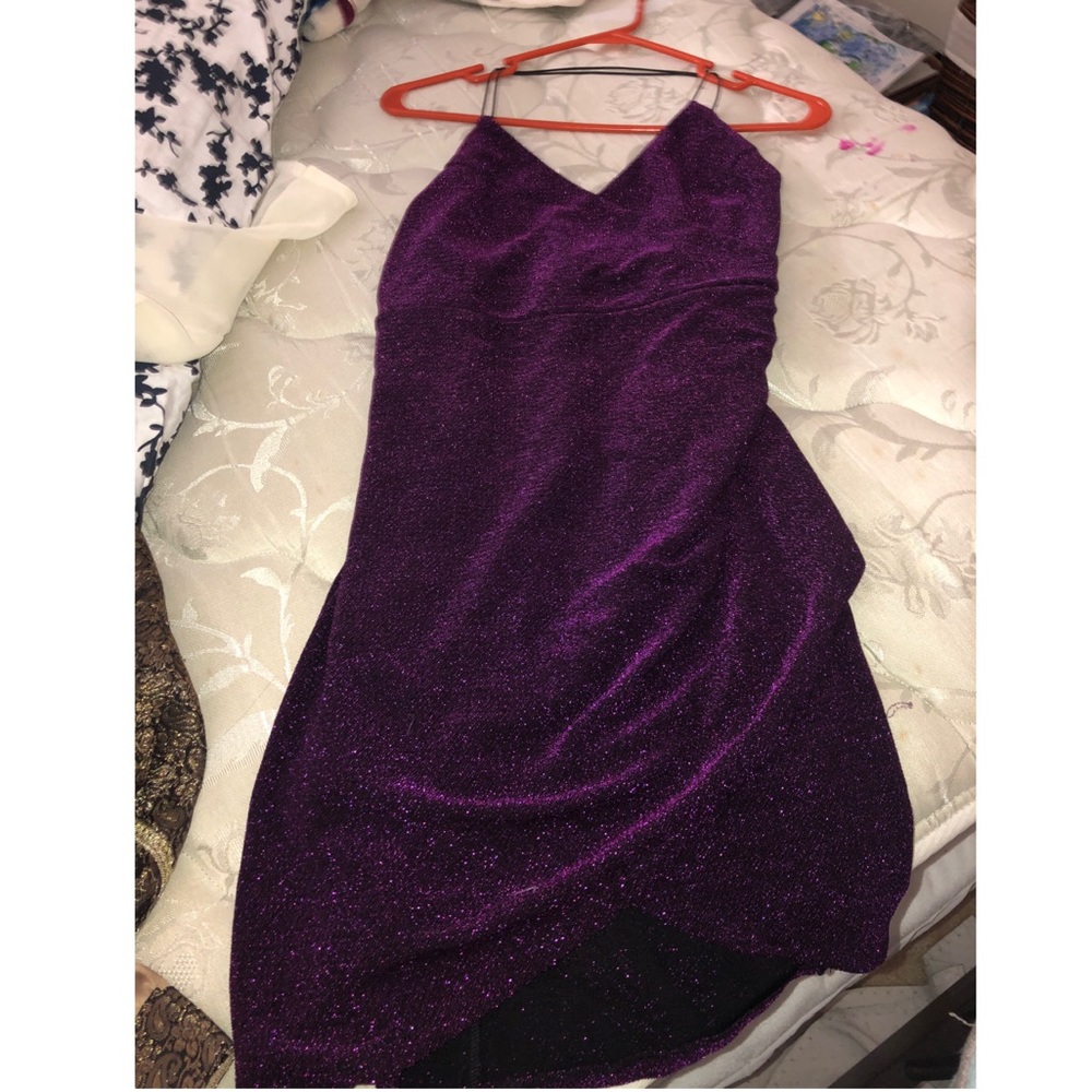 Purple glittery party dress